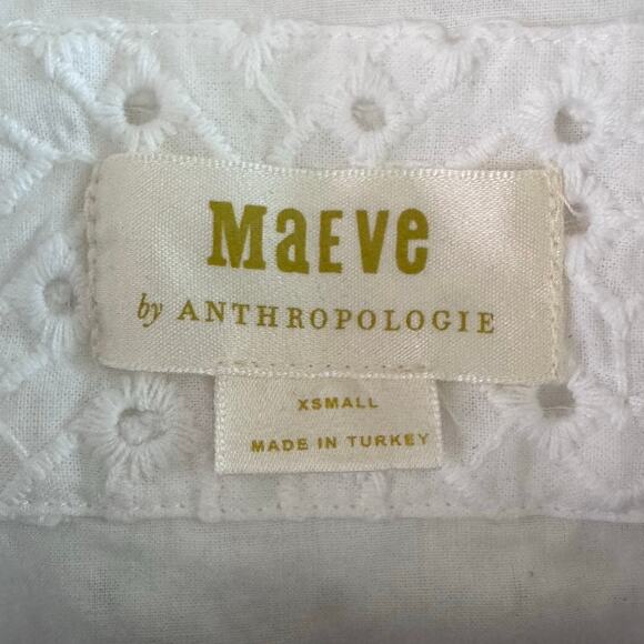 MAEVE ANTHROPOLOGIE Dress XSmall Harper Eyelet V-Neck Tunic Scallop Hem Lined - Picture 10 of 12
